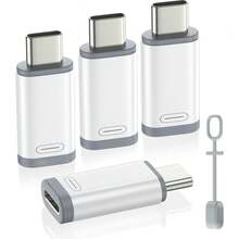 Adaptador Lightning a USB C, paquete de 4 unidades, no para auriculares/micrófono/unidad flash/Apple Pencil, adaptador USB-C a L - como en la foto - Ver 2