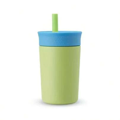1 pieza Mini Vaso con Pajita de Silicona, 350ml/12oz, Taza de Agua para Bebé Principiante, Vaso con Pajita de Silicona para Bebé, Taza Práctica de Entrenamiento de Alimentación