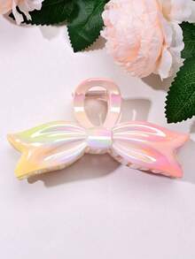 1个/3个/6个 花卉印花休闲ABS塑料电镀渐变浪漫蝴蝶结发爪夹，弹簧侧马尾夹 - 彩色 - 查看 12