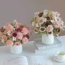1/3/80pcs Artificial Rose And Hydrangea Flower Bouquet, Suitable For Wedding, Home, Restaurant, Bedroom, Vase Decor, Holiday Birthday Party, Wedding Decoration, New Year Bouquet, Valentine's Day Gift, New Year DIY Material, Artificial Plants, Spring Decor, Room, Tabletop, Garden Decor, Room Decor, Valentine's Day Gift, Graduation Gift - Brown - View 10