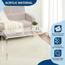 Techigher Clear Acrylic Perspex Plastic Coffee Table, Bent Curved Clear Console Table, U-Shaped End Table With Rounded Edges For Living Room, Courtyard, 81x40x41cm - Transparente - Ver 4