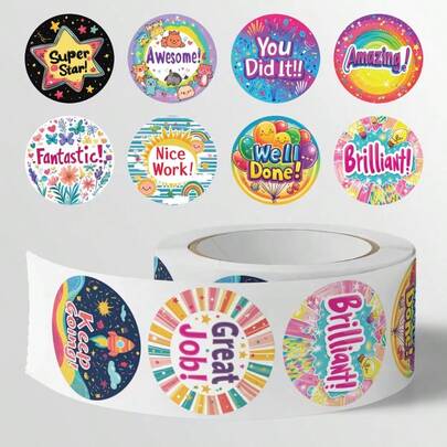 500张/卷 励志、奖励、鼓励贴纸，适用于情人节装饰、小礼物DIY装饰、礼品包装、水瓶、学校奖励、文具装饰