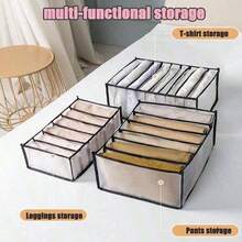 Foldable Drawer Clothes Organizer, Washable Mesh Storage Box With Divider Grids (7 For Leggings/Pants, 9 For T-Shirts), 36*25*5cm For Socks Bras Underwear, Space-Saving For Dorm Bedroom - Gray - View 6