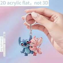 Móc khóa acrylic 2D phẳng hình Thiên thần Stitch, 1 chiếc, quà tặng trang trí ngày lễ, móc chìa khóa xe hơi, phụ kiện ba lô và ví, đồ trang trí 2D phẳng chính thức, có hình nhân vật biểu tượng, vật dụng không thể thiếu cho người hâm mộ phim, thích hợp cho xe hơi, túi xách, ô tô, cây thông Noel, Ngày Valentine và sinh nhật, thiết kế móc khóa vui nhộn | Acrylic 2D phẳng - Nhiều màu - Xem 7