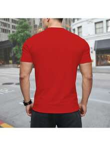 Oversized Custom T- Shirt 12 Colors Personalized Plus Size Tee Pure Cotton Tshirt- Add Your Image Photo Design- Men Women Adult Unisex Size- Solid Crew Neck Short Sleeve Tee Soft Comfortable Casual Workout Sportswear, PLUS SIZE - 紅色 - 查看 5