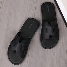 Dép xăng đan mùa hè cho nam, dép lê nam thời trang và đa năng, dép đế bằng nam, màu sắc phối hợp hài hòa, dép đế bằng tối giản và phong cách, dép xăng đan La Mã đi biển cho kỳ nghỉ. - màu đen - Xem 6