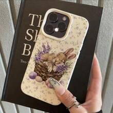 1个TPU材质紫色花篮可爱兔子睡姿图案手机壳，适用于 17 Pro Max/17/16 Pro Max/15/13/12/11、S20 FE/A15/S24/A55、Note 11/Note 12/Note 13 Pro，全包防摔软壳保护套 - 白色 - 查看 2