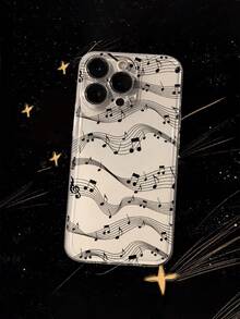 Music Painting Transparent Minimalist Fashion Creative Shockproof Phone Case Compatible With IPhone 17/17 Pro/17 Pro Max, 16/11/16 Pro/16 Plus/16 Pro Max/16e, 15 Pro Max, 13/14/12/XS/XR/7G/8P, Galaxy S25/S25 Plus/S25 Ultra, A16/A36/A26/A56/A50/A12/A32 - Multicolor - View 3