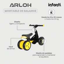 Montable de Balance Arloh para Bebés y Niños 18 a 36 Meses, Bicicleta sin Pedales para Desarrollo del Equilibrio y Coordinación, Ligero y Compacto, Fácil de Armar, Resistente, Ideal para Motricidad Temprana hasta 20 kg - Amarillo - Ver 3
