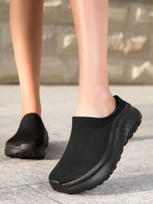 Unisex Lightweight Casual Slip-On Slippers, Breathable Fabric, Wide Toe Box, Suitable For Gym, Office, Spring & Summer Walking - Black - View 6