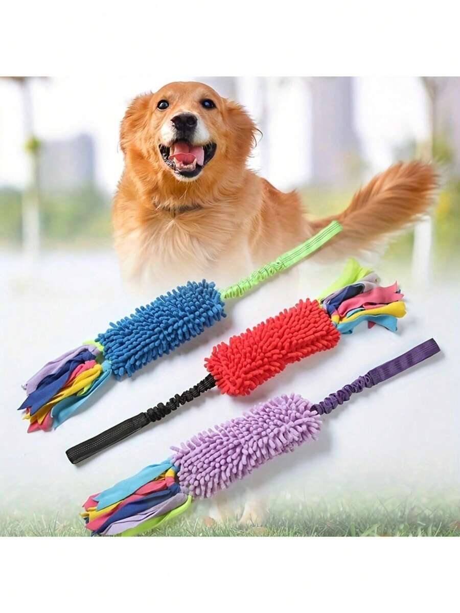 耐撕咬狗狗玩具 - 吱吱作响的拔河玩具、毛绒咀嚼玩具、耐撕咬狗狗训练绳玩具、毛绒咀嚼玩具、耐啃咬、狗狗玩具，适合大型犬，可用于训练和玩耍