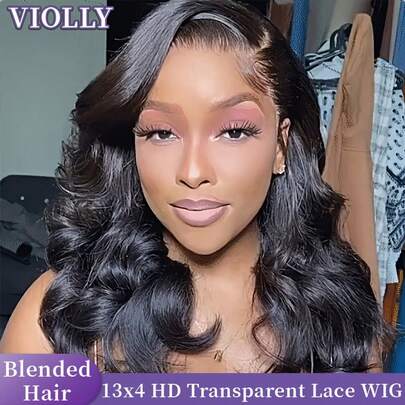 VIOLLY 【半头假发真人发】30英寸 180%密度 渐变蜂蜜金蕾丝前假发真人发 13x4 高清挑染水波纹蕾丝前假发 女士真人发 无胶预拔毛带婴儿发 4/27 彩色/自然黑 高清蕾丝假发真人发