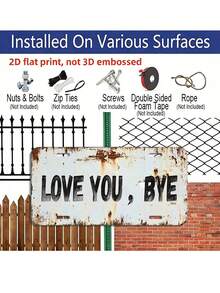 1pc Vintage Distressed Style "Love You, Bye" Aluminum License Plate Hanging, 2D Flat Interesting Wall Art, Fun Gift For Friends, Suitable For Home, Wall, Entrance, Room, Party Decoration - Rectangle - View 4