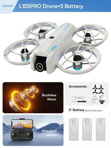 AXNEN 热销！2026新款L105PRO无刷无人机 - 双高清航拍摄像头，5.6英寸FPV显示遥控器，90°可调镜头和光流悬停系统，螺旋桨保护罩，圣诞节、节日和特殊场合的完美礼物。 - 彩色 - 查看 17