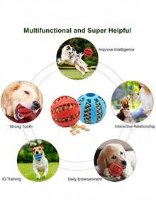 1 pieza Juguete interactivo elástico para perros de color aleatorio, accesorio de bola de goma para cuidado dental y alimentación de mascotas - Multicolor - Ver 10
