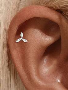 1Pc 925 Sterling Silver Moissanite Cute Heart Stud Earring Flat Back Cartilage Helix Piercing Hypoallergenic Pure Silver Suitable For Women'S Daily Wear,Wedding,Parties, And Banquet Occasions - Silver - View 6