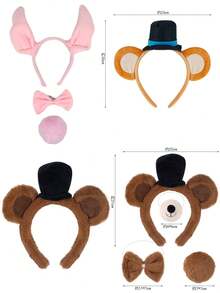 1pc-Bear Ears, Nose, Bow, And Tail Headband, This Bear Outfit Set Is Not Only Suitable For Daily Wear, Adding A Touch Of Cuteness To The Look, But Also Perfect For Various Special Occasions. - Multicolor - View 9