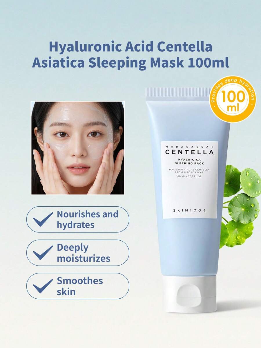 SKIN1004 1瓶120毫升保湿舒缓玻尿酸积雪草面部喷雾，细腻水雾质地，不粘腻，保湿滋润，适合干性及敏感性肌肤，日常护理及定妆 - 玻尿酸積雪草保濕舒緩睡眠面膜100ml - 查看 1