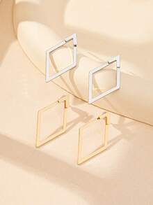 1 Pair Geometric Metal Textured Hollow Fashion Earrings, Suitable For Daily Wear - Geometry - View 6