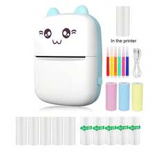 迷你打印机，迷你照片标签打印机，便携式迷你热敏打印机，口袋型打印机，无墨便携式热敏打印机，可用于打印照片/贴纸/便签/收据 - 彩色 - 查看 14