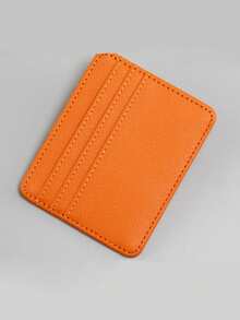 1 pieza Estuche de tarjetas de varios colores de 4 ranuras, bolsa de almacenamiento compacta para tarjetas, estuche de tarjetas de PU de unicolor - Multicolor - Ver 11