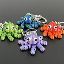 3pcs Cute Octopus Keychain, Movable Joint Octopus Model Ornament - Outdoor Display - Gift Exchange - Valentine's Day, Christmas, Halloween, Easter Gift - Multicolor - View 5