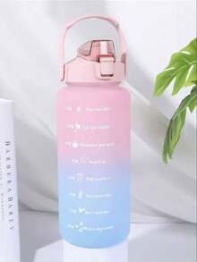 1 pieza Botella de agua de plástico de gran capacidad de 280ml/750ml/2000ml, con color degradado, acabado mate, botella de agua deportiva portátil - Multicolor - Ver 19