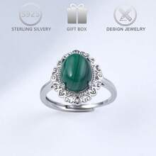 1枚925镀银仿绿松石和立方氧化锆优雅可调节戒指，适合日常、休闲、派对佩戴、节日礼物 - 銀色 - 查看 2