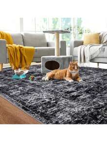 Homore Living Room Rug Floral Boho Washable Area Rugs Non Slip Low Pile Vintage Large Rugs For Bedroom Farmhouse Dining Room Kids Playroom - 黑色 - 查看 8