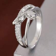 1pc Refreshing Geometric Leaf Design Cubic Zirconia Women Ring - Multicolor - View 14