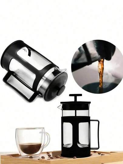 Cafetera de Prensa Francesa de Vidrio 350/600  ml Filtro de Acero Inoxidable para Café y Té | Cafetera Francesa Compacta con Base y Tapa de Plástico | Ideal para Café Artesanal en Hogar u Oficina |