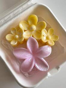 2件/組黃色花朵抓夾、粉色紮染雛菊花髮夾、時尚髮抓夾髮飾、百搭優雅極簡純色髮飾，適用於日常、休閒、派對、海灘、度假、髮型設計、洗髮、化妝、穿搭配件、秋季、冬季、春季、夏季 - 彩色 - 查看 1