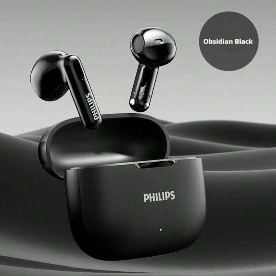 PHILIPS 飞利浦 TAT1220 蓝牙耳机，超长续航，降噪功能，半入耳式设计，佩戴舒适，高清音质，适合跑步、通勤、驾驶等场景，原装飞利浦无线耳机 - 黑色 - 查看 1