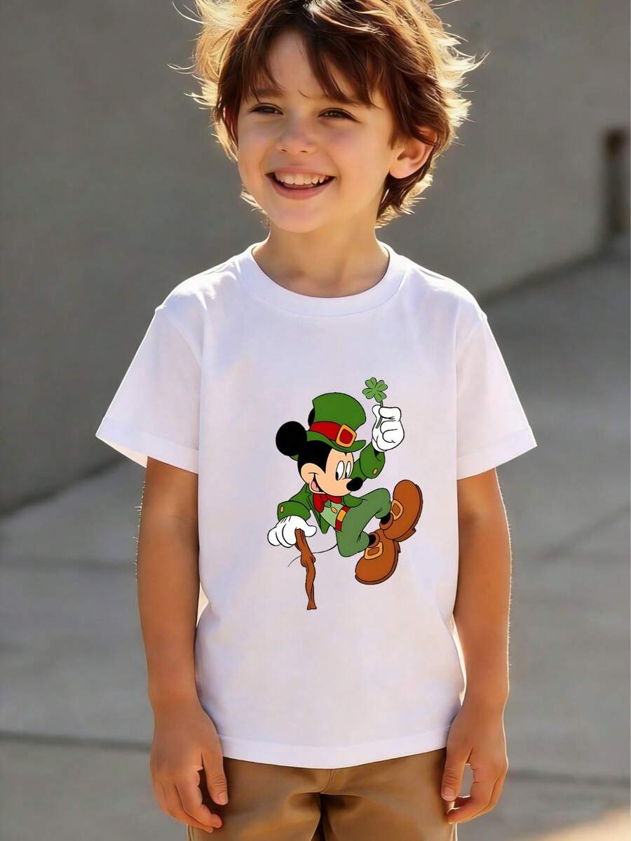 Disney Mickey Mouse Leprechaun St. Patrick's Day Unisex Kids' T-Shirt (Ages 2-14) - Express Delivery - 白色 - 查看 1