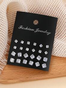 12对/套立方氧化锆耳环 - 彩色 - 查看 8