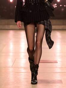 1 Pair Sexy Black Mesh Stockings, Soft Elastic Pantyhose For Daily Wear - Multicolor - View 1