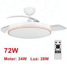 ostarkdom Iotostark Retractable LED Ceiling Fan, 106cm, 3 Blades, 72W Total Power, No App, With Remote Control, Timer, 6 Speeds, 3 Light Temperatures, Summer-Winter Function, Silent, White Iotostark-Leduni - Orange - View 8