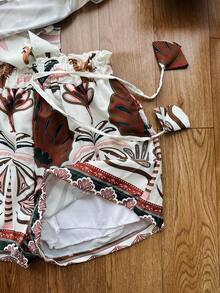 JING MODAS Crepe Fabric Set Consisting Of A Cropped Top And Shorts With Lining. - Khaki - View 4