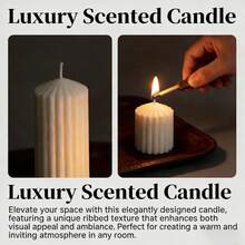 1支竖条纹尖头圆柱形香薰蜡烛，简约风格家居装饰/桌面装饰/简约ins风/香薰蜡烛 | 装饰蜡烛 | 简约蜡烛 - 短款豎紋尖頂圓柱香氛蠟燭(115g) - 查看 3