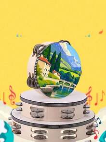 1pc Handheld Wooden Bell & Single Row Metal Bell Rhythm Percussion Instrument, Music Shaker Suitable For Party & Karaoke, Drum Sticks Not Included - Multicolor - View 8