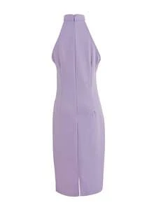 女士纯色优雅派对拉链露背连衣裙，适合约会和派对，春夏款 - 淡紫色 - 查看 8