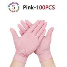 100/50PCS Guantes de nitrilo rosa, guantes desechables para limpieza del hogar, adecuados para salones de uñas y barberías, adecuados para limpieza, baño de mascotas, arte de uñas y peluquería, pintura, guantes ligeros, guantes suaves, guantes duraderos, guantes sin látex, adecuados para personal de cocina y profesionales de salón (en bolsa).4/50/100PCS - Rosa - Ver 3