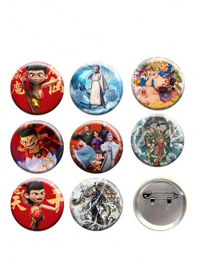 Set de 5 piezas/10 piezas de nuevos broches de metal de Nezha Chaos In The Sea Ao Bing, entrega aleatoria como regalo pequeño para fiestas