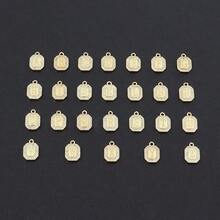 1件装时尚经典心形字母吊坠金色不锈钢珠链项链，女士款 - 金黃色 - 查看 4