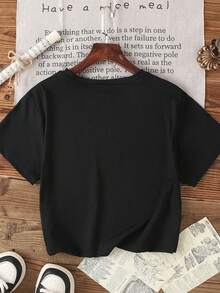 Disney Official Authorized Playful Mickey Mouse Graphic Boys & Girls Casual T-Shirt Soft & Breathable Daily Casual Outings Comfortable Daily Life Essential - 黑色 - 查看 2