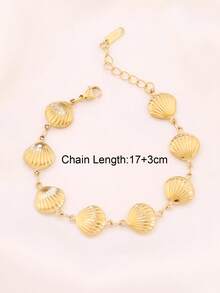 1pc Stainless Steel Hollow Ocean Shell Bracelet For Women Fashion 18K Gold Plated Simple Waterproof Chain Bracelets Jewelry Gift - Bracelet - View 6