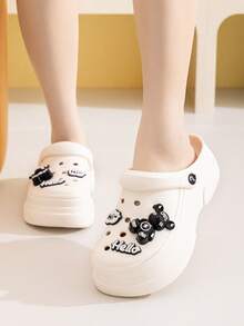 ASOFTER Spring/Summer New Niche Design Bear Clog Shoes For Women, Thick Sole Daily Commute Slippers, Comfortable Soft Bottom Sandals For Home And Vacation - White - View 6