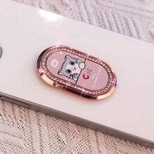 1pc Cute Cat Metal Phone Grip Stand With Rhinestone, Finger Ring Holder, Rotatable Desk Phone Holder, Multifunctional Slouchy Phone Grip - Multicolor - View 13
