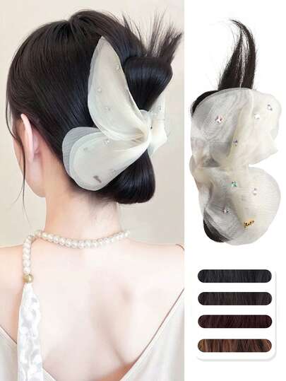 Ballet Style Butterfly Claw Clip Bun 1pc Synthetic Hair Bun Clip Hair Extensions, Heat-Resistant Bun Hairstyle, Suitable For Women's Daily Wear And Occasions, Head Accessories, Hair Accessories For Women, Hair Extension, Hair Piece