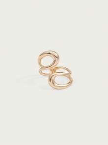 Altistry 1pc Oversized Gold Bangle Bracelet, Geometric Design, Suitable For Women, Great Gift For Birthday, Holiday - Gold - View 4